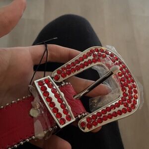 Genovese Red luxury studded rhinestones fashion belt